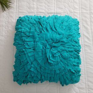 Blue Ruffle Swirl Accent Pillow 17" x 17"